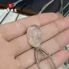 Colgante de Chalcedonia Blanca Tipo Hielo Melón de la Suerte y Frijol de la Suerte, Ágata Blanca Natural Gato Kt y Oso Jade Joyería al por Mayor Suministro en Vivo