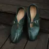 Sapatos Mary Jane Laváveis de Couro de Cavalo para Mulheres, Sapatos de Boca Rasa de Calçar, Couro Genuíno por Dentro e por Fora, Bico Redondo, Sapatos Planos Confortáveis, Sapatos de Fivela Única para Mulheres