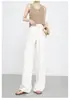 Pantalones Blancos Estilo Old Money Pantalones de Pierna Ancha para Verano Pantalones Casuales para Mujer Pantalones Rectos Versátiles Moda para Ir al Trabajo