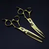 Tijeras Profesionales Curvas para Peluquería de 6.0 pulgadas Color Dorado, Tijeras para Cortar el Cabello, Tijeras Planas, Tijeras Entresacadoras