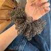 Scrunchie Grande de Tela com Estampa de Leopardo Estilo Coreano para Mulheres 2025 Novo Prendedor de Coque Acessório de Cabelo Elástico
