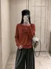 Nova camiseta de algodão stretch de peso pesado 220g para outono para mulheres, com design de flocagem 3D e forro de algodão elástico