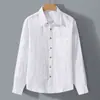 Camisa de Lino Transpirable de Verano Estilo Old Money para Hombre de Manga Larga Casual Holgada Camisa de Lino Top para Hombre