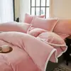Juego de color sólido de terciopelo de leche, sábana y funda de edredón de color sólido de terciopelo coral engrosado, pieza única con terciopelo añadido, nuevo modelo de invierno, comercio al por mayor
