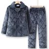Pijamas de inverno para homens de meia-idade e idosos, forro de lã quente do pai, acolchoado de três camadas, outono e inverno, roupa quente para casa