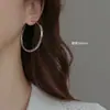 Pendientes de Aro Luna Creciente con Agujas de Plata 999, Pendientes Grandes, Nuevo Estilo Popular 2026, Pendientes de Aro Lisos de Lujo Ligero de Gama Alta