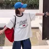 26 Camisetas de Algodón Puro Estilo Coreano para Niños, Camisas de Manga Corta de Verano Modernas con Estampado de Letras y Bloques de Color para Niños Mayores, Camisetas Elásticas Casuales con Cuello Redondo