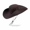 Western Cowboy Hat Mulheres Cordão Cordão Pescador Chapéu Homens Férias de Verão Big Eave Sun Hat Pesca ao ar livre Chapéu de caminhada