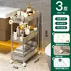 Pequeno carrinho de armazenamento, prateleira de armazenamento móvel de piso para cozinha, prateleira de armazenamento multicamadas para lanches e banheiro