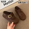 Meias Pantufas Fechadas de Pelúcia em Couro Genuíno para Mulheres, Aumento Interno de Altura, Sola Grossa de 7cm, Novas Pantufas de Algodão Birken Outono/Inverno 2026, Podem Ser Usadas ao Ar Livre