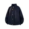 Otoño/Invierno 2026 Nuevo Estilo Americano Holgado Retro Ropa de Trabajo Cuello Alto Chaqueta Tallas Grandes para Hombre Moda Casual Cárdigan Abrigo