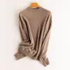 Otoño temprano nuevo suéter de punto básico de cuello alto medio de cachemira para mujer ropa de primera línea holgado adelgazante