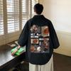 Camisa Nicho de Diseño Holgado Estilo Coreano Estilo Hong Kong para Niños Verano Nuevo Estilo Guapo High Street Manga Tres Cuartos Adolescentes