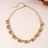 Collar con Colgante de Hoja de Diamante Transfronterizo Europeo y Americano Accesorios Cadena de Suéter para Mujer Diseño de Nicho Lujo Accesible Collar de Gama Alta
