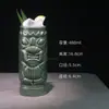 Copa de Cóctel Estilo Americano, Taza Tiki Cerámica Estilo Hawaiano, Taza Tiki Verde con Cara de Fantasma, Vaso para Jugos y Bebidas Largas, Vaso Mezclador de Cócteles