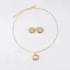 Coreano e Japonês Mais Vendidos Moda Elegante Pérola Zircônia Inlaid Brincos Pingente Doce Colar Conjunto Feminino Qingdao Atacado