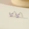 12 Pedras de Nascimento Brincos de Tarraxa Borboleta em Prata Esterlina 925 para Mulheres Piercing na Orelha Cor Zircônia Cúbica Brincos Simples Luxo Leve Presente de Aniversário