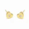 Aretes de Acero Inoxidable en Forma de Corazón para Mujer, Dulces y Versátiles, Exquisitos y Compactos, Aretes en Forma de Corazón con Diamantes, Joyería de Exportación al por Mayor