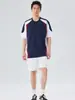 Diseño Elegante, Camiseta de Manga Corta con Cuello en V de Falso Dos Piezas, Estilo Coreano, Sencilla y Versátil, Top Gris para Uniforme Escolar con Cuello Pequeño y Estampado