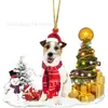 2022 Novo Produto Transfronteiriço Criativo Enfeites de Natal Cachorro Boneco de Neve Presentes de Natal Enfeites de Carro Planos em Acrílico