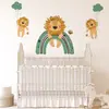 Pegatinas de Pared Autoadhesivas de León Pequeño Arcoíris Verde Lindas de Dibujos Animados Pegatinas Decorativas para Pared de Fondo de Habitación Infantil ZN3104Q