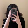 Pinza para el pelo de camelia perla francesa con flocado para mujer, pinza lateral de alta calidad para otoño, pinza para la parte superior de la frente, accesorios para el cabello