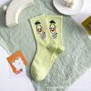Calcetines de media pantorrilla con dibujos animados para mujer, modernos, transpirables, versátiles y deportivos para estudiantes, para primavera y verano.