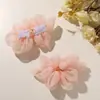 Flor de Laço de Organza com Pérolas Artificiais Super Feérica e Delicada DIY Acessório de Cabelo Perolado Nebuloso, Acessório de Broche para Roupas