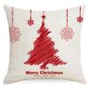 Funda de Almohada Navideña Roja y Azul Lino Estampado Árbol de Navidad Alce Transfronterizo Almohada Navideña Almohada para el Hogar Funda de Cojín