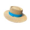 Sombrero de Paja Lafite de Copa Plana Verano para Mujer Playa Fresco Ala Grande Sombrero de Playa Sombrilla Sombrero Protector Solar Sombrero de Copa Cinta de Lazo