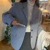 Moda feminina de Dongdaemun, Coreia: casaco chic, minimalista, casual de abotoamento simples para mulheres baixinhas, blazer de lã