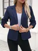 2026 Nuevo Blazer Cruzado para Mujer Ropa Formal Chaqueta de Traje de Manga Tres Cuartos Casual de Negocios Ropa de Trabajo