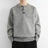 Suéter Nuevo Estilo Otoño e Invierno para Hombre con Cuello Henry, Tejido Casual y Elegante Estilo Perezoso, Chaqueta de Punto Casual como Capa Base