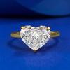 Anillo de plata de ley 925 con forma de corazón ancho de 10 x 8 mm con diamantes de alto carbono de estilo Joker diario para mujer, estilo europeo y americano.