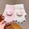 Guantes de Peluche de Gatito para Niñas, Nuevo Estilo de Invierno, Cálidos, Lindos, Separados por Dedos, Compatibles con Pantalla Táctil, Guantes Kt a Prueba de Viento