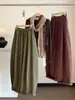 Pantalones de pierna ancha de algodón lavado con cordón estilo retro coreano y japonés para mujer, nueva colección de otoño, pantalones rectos holgados y versátiles para uso casual, con curva