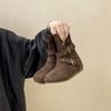 Hebilla de Cinturón Estilo Retro Europeo y Americano Botines de Punta Redonda Tacón Bajo para Mujer Nuevo Estilo Otoño e Invierno 2025 Botas de Moda Cómodas y Versátiles