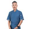 Ropa de trabajo de chef de hotel de mezclilla para hombre, de algodón blanco puro, para pastelería, pan, café, restaurante occidental, cocina, panadero, manga corta