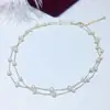 Recomendação Quente de Influenciadores do Tiktok e Xiaohongshu Colar Xiaomi Contas Pérola de Água Doce Natural Gypsophila Banhado a Ouro 14K Corrente para Suéter