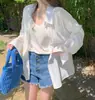 Camisa Protectora Solar de Seda Helada Francesa para Mujer Verano 2025 Camisa Delgada tipo Seda de Manga Larga Top Protector Solar Chaqueta en Stock