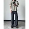 Camisa Polo Retro Americana de Espiga Manga Corta para Hombre Verano Bloque de Color Cuello de Solapa Camiseta Holgada de Media Manga