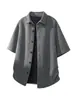 Camisa Básica Casual Oversize de Manga Corta para Hombres y Mujeres, Estilo Hong Kong Ins Suelta y Versátil de Media Manga