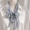 Lenço de Seda para Mulheres 2026 Novo Verão Proteção Solar Georgette Fino Listras Longas com Camisa Fina Babado Lenço de Gaze