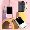 2026 Nuevo Modelo Power Bank Mini Portátil Transfronterizo con Cargador de Cuatro Cables Integrado, Mini Fuente de Alimentación Móvil, Regalo con Logo Personalizado