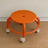 Banco com Rodízio Giratório para Uso Doméstico, Banco Baixo para Sala de Estar, Assento Móvel com Rodas, Banco para Trocar Sapatos, Banquinho Redondo Pequeno Infantil com Rodas