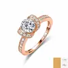 Anillo de Plata de Ley S925 con Moissanita de Lazo y Cinta, Anillo Cerrado de Plata de Ley con Moissanitas Completas Transfronterizo para Mujeres