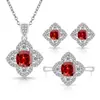 Comercio electrónico transfronterizo Douyin Kuaishou transmisión en vivo nuevo anillo de cuatro hojas de colores con diamantes completos para mujer, collar, pendientes, joyería nupcial