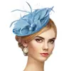 Sombrero de Mujer Sombrero para Fiesta de Té Malla Floral Diadema con Plumas Accesorio para el Cabello Pinza para el Cabello Sombrero Vintage para Fiesta de Té Sombrero Derby para Niñas