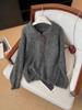 Suéter Grueso de Punto Grueso con Cuello Polo y Cordones de Encaje de Alto Gama Estilo Coreano Retro para Mujer Otoño e Invierno 2025 Top Holgado de Punto Relajado