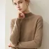 Suéter de cachemira 100% de lujo ligero y minimalista para mujer, con cuello semialto, diseño de jersey y mangas largas versátiles, perfecto para el uso diario.